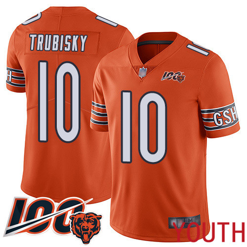 Chicago Bears Limited Orange Youth Mitchell Trubisky Alternate Jersey NFL Football #10 100th Season->youth nfl jersey->Youth Jersey